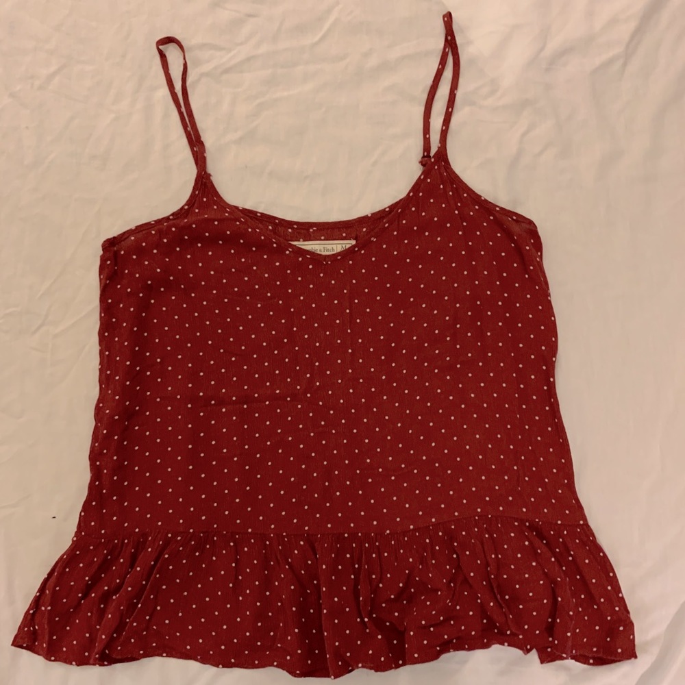 A&F Maroon Polka Dot Tank Top